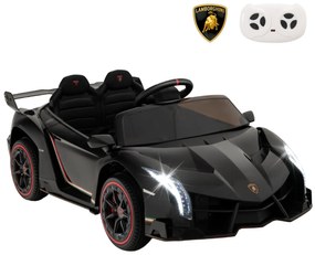 Carro Elétrico para Crianças 3-8 Anos Lamborghini 12V com Controlo Remoto 3 Velocidades Luzes LED Rodas e Música Preto