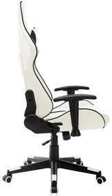 Cadeira de gaming couro artificial branco e preto