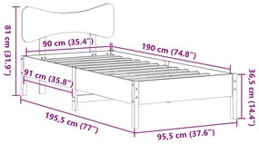 Cama sem colchão 90x190 cm madeira de pinho maciça castanho-mel