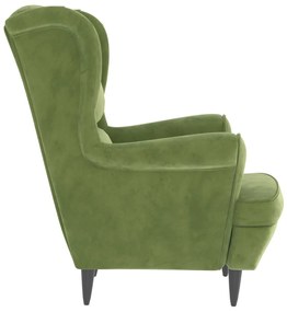 Poltrona em veludo verde-claro