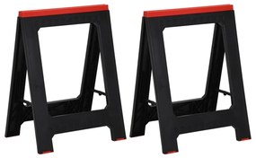 vidaXL Cavaletes dobráveis 2 pcs 350 kg polipropileno preto e vermelho