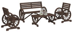 vidaXL 4 pcs conjunto lounge de jardim madeira de abeto maciça