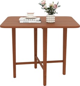 Mesa de jantar 90 x 90 x 74,5 c quadrada dobravel de madeira com 2 painéis rebatíveis e pernas de madeira maciça para sala de estar Cor Nogueira