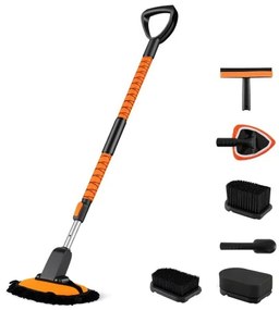 Pá de neve extensível 2 em 1, raspador de gelo de 41 polegadas - laranja