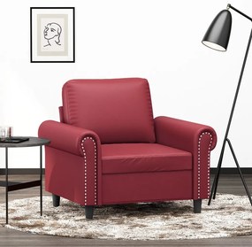 Poltrona 60 cm couro artificial vermelho tinto