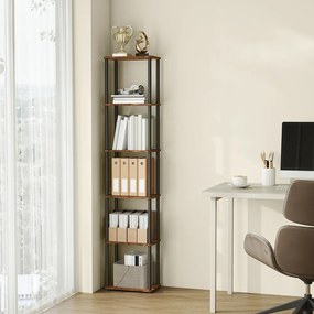 Estante com seis níveis 23,8 x 38 x 173,4 cm e montagem sem ferramentas castanho-preto