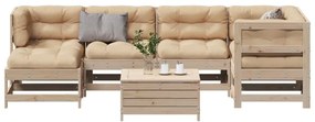 vidaXL 7 pcs conjunto lounge de jardim c/ almofadões pinho maciço