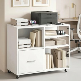 Móvel para Impressora com Rodas Móvel para Escritório com Prateleiras Abertas e Gaveta 80x40x65,5 cm Branco