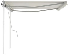 Toldo retrátil manual com postes 4x3,5 m cor creme