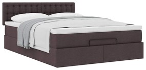 Estrutura cama otomana colchão 140x200cm tecido castanho escuro
