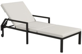 Espreguiçadeira de Vime Chaise Longue de Jardim com Encosto Ajustável