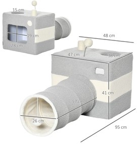 PawHut Túnel para Gatos com Caverna Túnel para Animais de Estimação co