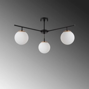 Candeeiro Suspenso Atmaca – Preto, Dourado e Branco – 70 x 70 cm