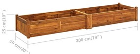 Canteiro elevado de jardim 200x50x25 cm madeira de acácia