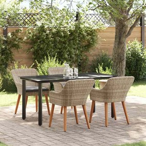 vidaXL Conjunto de sala de jantar 5 pcs Cinza claro e preto