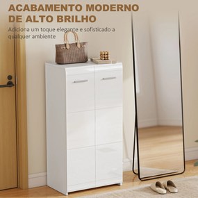 Sapateira Armário para Sapatos Moderno com Prateleiras Ajustáveis para 10 Pares de Sapatos 55x36x108 cm Branco Brilhante