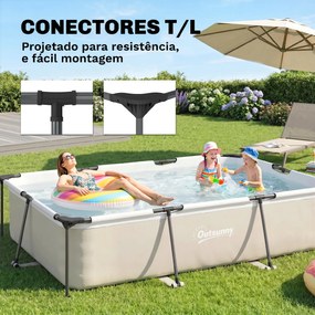 Piscina Desmontável Tubular 316x238x66,5 3701 L Piscina Retangular com Estrutura Metálica para 2-4 Pessoas Cinza