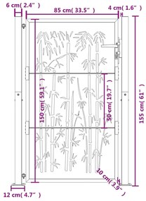 Portão de jardim 105x155 cm aço corten design bambu