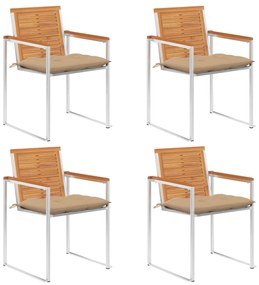 vidaXL Cadeiras de jardim c/ almofadões 4 pcs madeira de acácia maciça