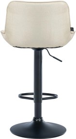 Banco alto em tecido com estrutura preta 85-106 x 49 x 51 cm cor creme