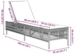 Espreguiçadeiras com almofadões 2 pcs vime PE castanho