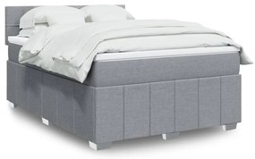 vidaXL Cama com molas/colchão 140x190 cm tecido cinzento-claro