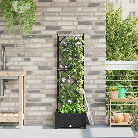vidaXL Jardineira com Treliça Preto 40 x 40 x 125.5 cm PP