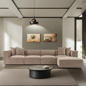 Sofá de Canto Sora – Cappuccino – 350x65x190 cm