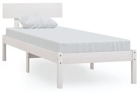 Estrutura de cama solteiro UK 90x190 cm pinho maciço branco