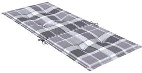 Almofadões cadeiras altas de jardim 2pcs tecido xadrez cinza