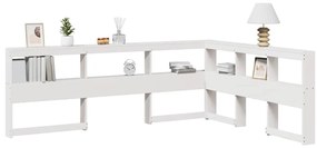 vidaXL Estante cabeceira forma de L 150 cm madeira pinho maciça branco