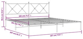 Estrutura de cama com cabeceira 180x200 cm metal branco