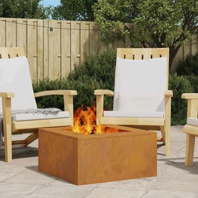 vidaXL Fire Pit Castanho 60 x 60 x 30 cm Aço corten