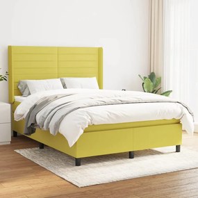 vidaXL Cama com molas/colchão 140x200 cm tecido verde
