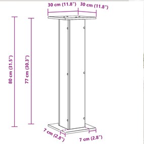 Suporte para Plantas vidaXL 2 pcs Carvalho Preto 30x30x80 cm Madeira d