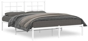 vidaXL Estrutura de cama com cabeceira 160x200 cm metal branco