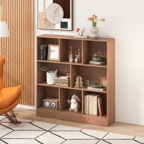 Estante de 8 cubos com 3 níveis de organização de arrumação Estante anti-queda para sala de estar, quarto, escritório Natural