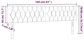 Cabeceira de cama c/luzes LED tecido 160x7x78/88cm cinza-escuro