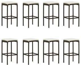 9 pcs conjunto de bar p/ jardim com almofadões vime PE castanho