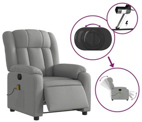 Poltrona de massagens reclinável elétrica tecido cinzento-claro