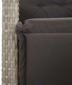 7 pcs conj. jantar p/ jardim c/ almofadões vime PE cinza-claro