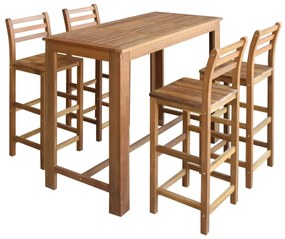 246669 vidaXL Conjunto mesa e cadeiras de bar 5 pcs madeira de acácia maciça
