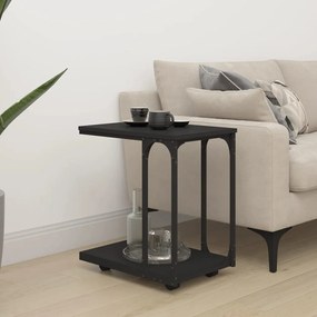 vidaXL Mesa de apoio c/ rodas 50x35x55,5 cm derivados de madeira preto