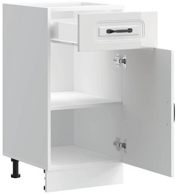Armário de cozinha baixo Kalmar branco alto brilho