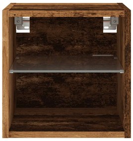 Móveis parede p/ TV luzes LED 2 pcs 30x28,5x30 cm madeira velha