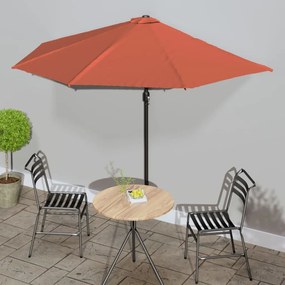 vidaXL Guarda-sol poste alumínio semicircular 300x155x223 cm terracota