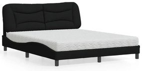 Cama com colchão 160x200 cm tecido preto