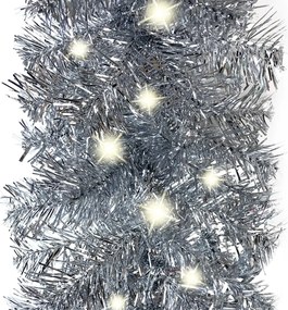 Grinalda de Natal com luzes LED 20 m prateado