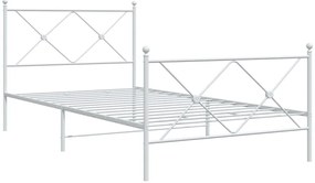 Estrutura de cama com cabeceira e pés 107x203 cm metal branco