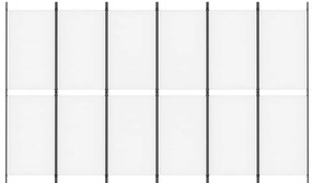 Biombo/divisória com 6 painéis 300x180 cm tecido branco